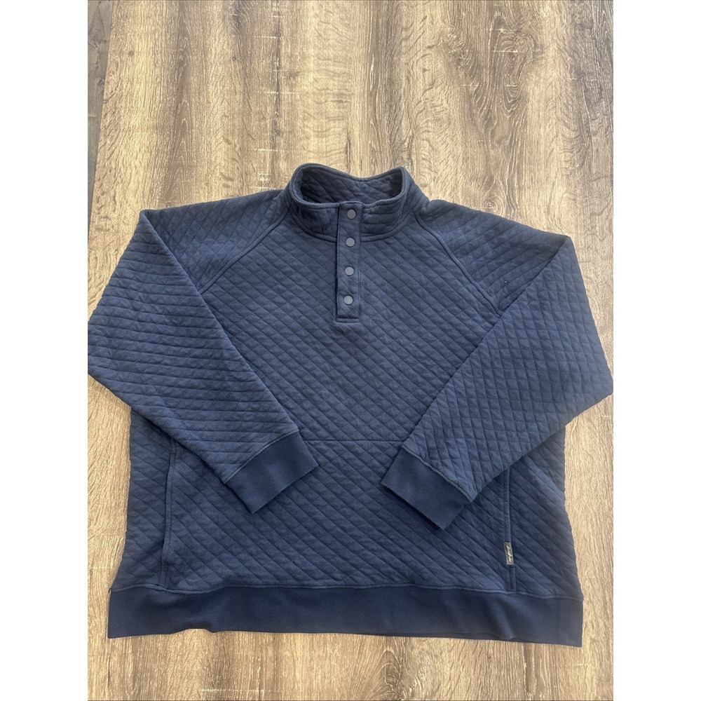 Eddie Bauer 1/4 Snap Mock Neck Sweatshirt Pullover Blue Quilted Men's Size 2XL
